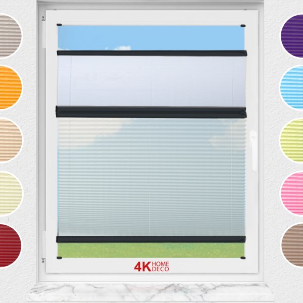 Gece Gündüz Vidalı Plise Perde (Desenli Kumaş) Abelia-Açık Gri -2255 - Antresit Gri