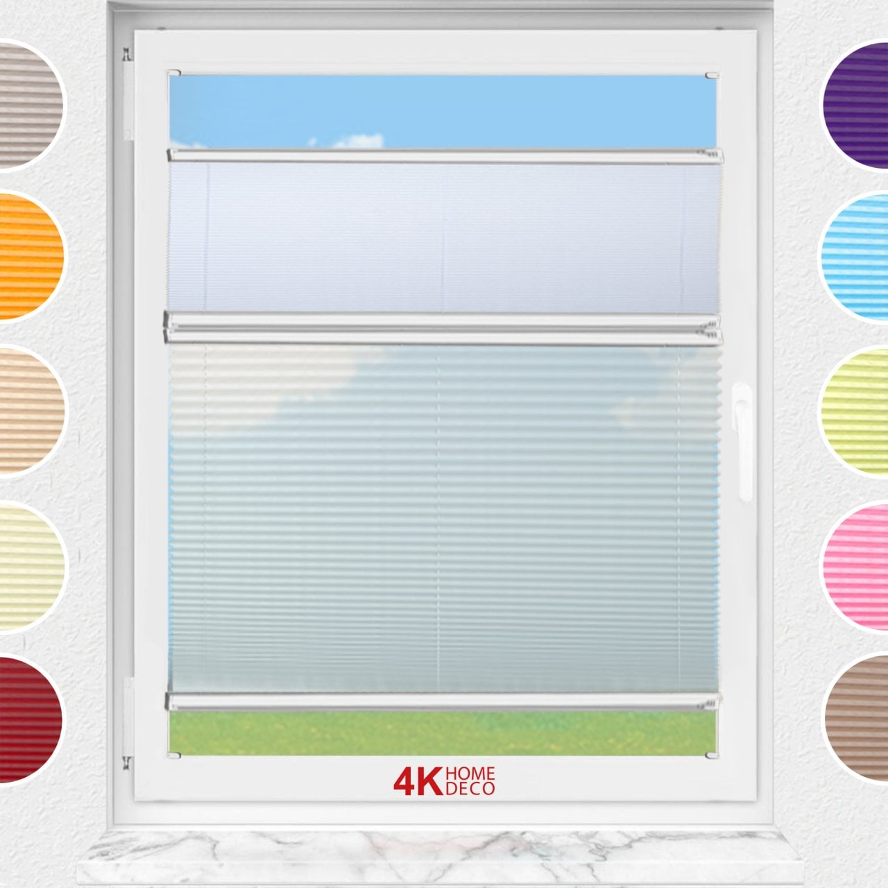 Gece Gündüz Vidalı Plise Perde (Desenli Kumaş) Abelia-Açık Gri -2255 - Gümüş Gri