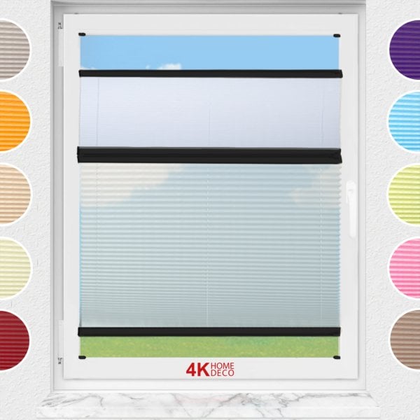 Gece Gündüz Vidalı Plise Perde (Desenli Kumaş) Abelia-Açık Gri -2255 - Siyah