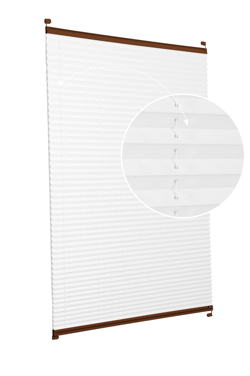 Vidalı Plise Perde (Düz Kumaş) Violet-Beyaz 01 - Kahverengi