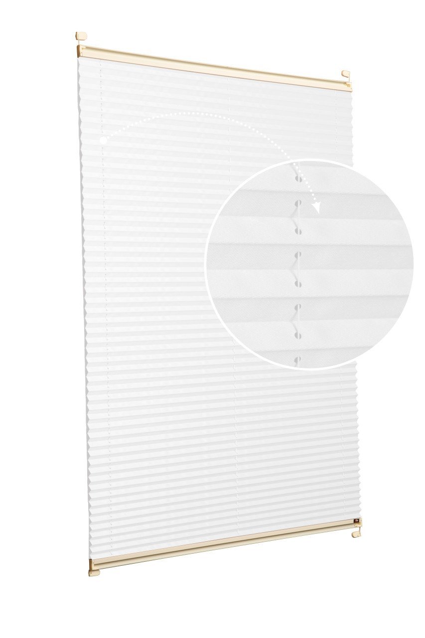 Vidalı Plise Perde (Düz Kumaş) Violet-Beyaz 01 - Krem