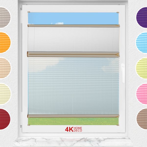 Gece Gündüz Vidalı Plise Perde (Desenli Kumaş) Lotus-A.Gri 3077 - Bronz