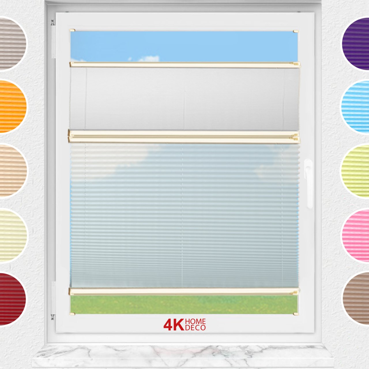 Gece Gündüz Vidalı Plise Perde (Desenli Kumaş) Lotus-A.Gri 3077 - Krem