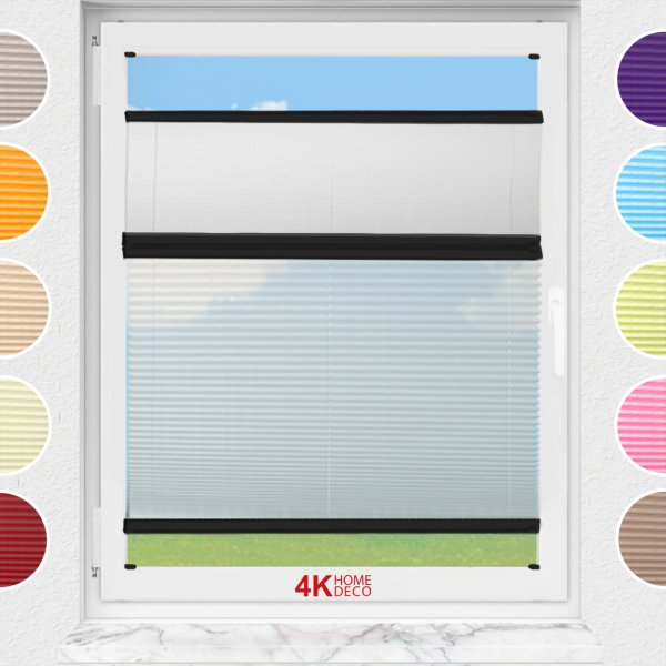 Gece Gündüz Vidalı Plise Perde (Desenli Kumaş) Lotus-A.Gri 3077 - Siyah