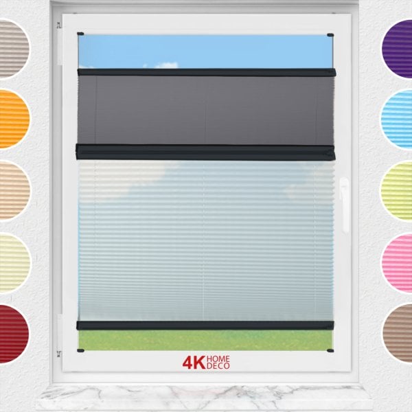 Gece Gündüz Vidalı Plise Perde (Desenli Kumaş) Lotus-Antresit Gri -2421 - Antresit Gri