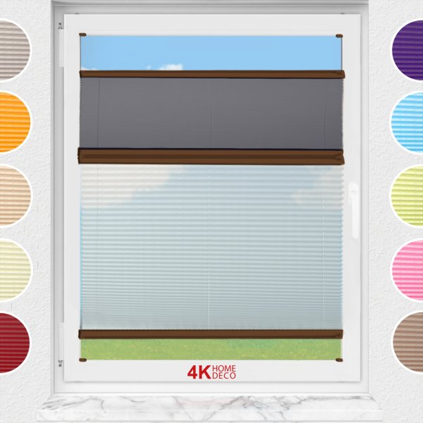 Gece Gündüz Vidalı Plise Perde (Desenli Kumaş) Lotus-Antresit Gri -2421 - Kahverengi