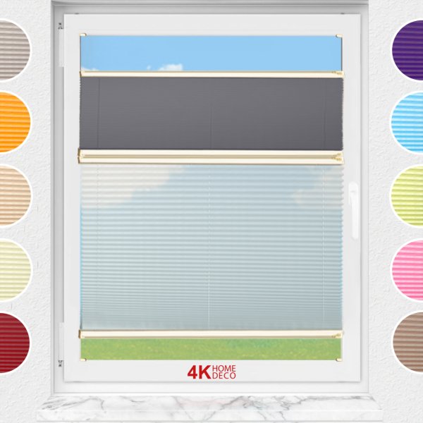 Gece Gündüz Vidalı Plise Perde (Desenli Kumaş) Lotus-Antresit Gri -2421 - Krem