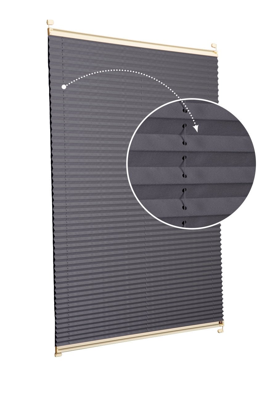 Vidalı Plise Perde (Düz Kumaş) Violet-Antresit-2421 - Krem