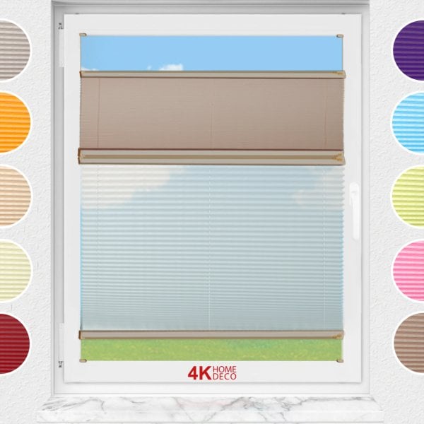 Gece Gündüz Vidalı Plise Perde (Desenli Kumaş) Lotus-Kahverengi -705 - Bronz