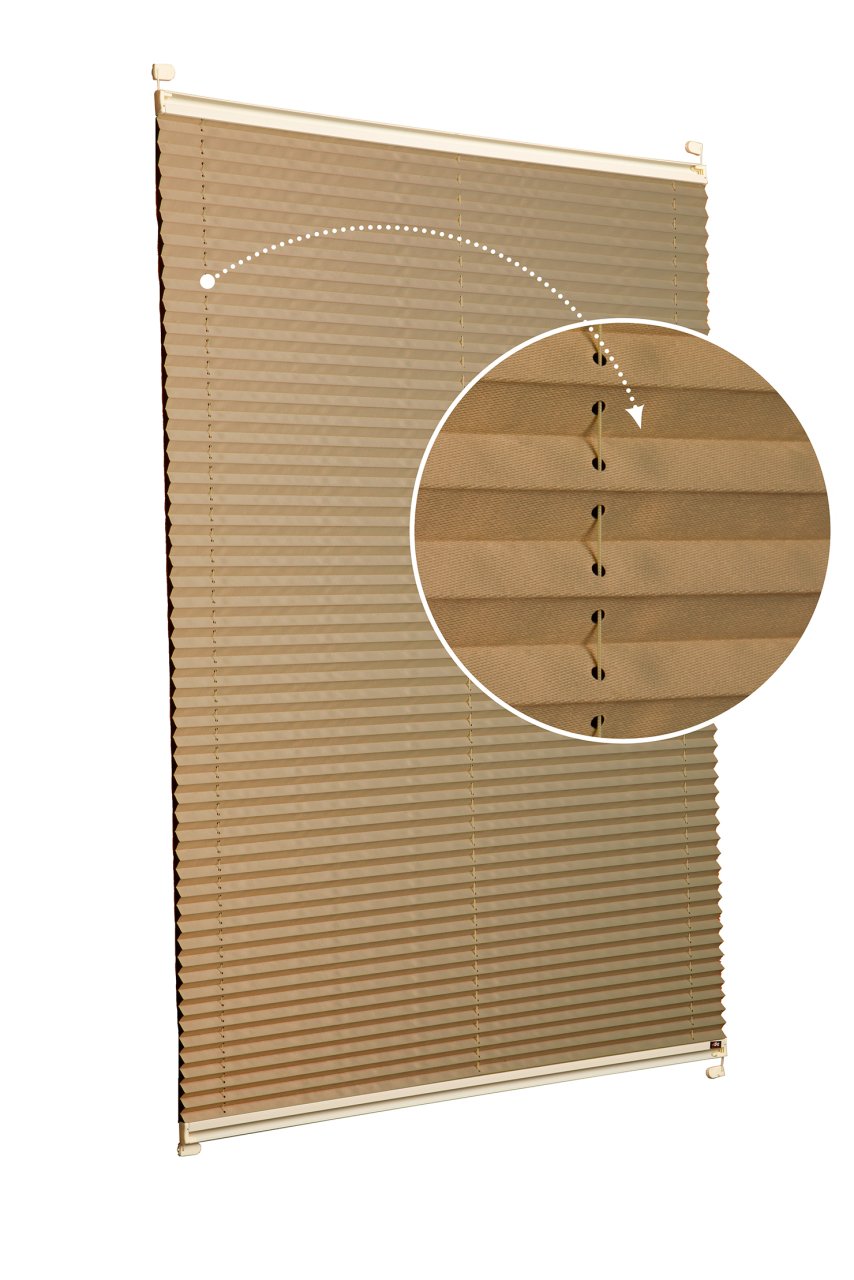 Vidalı Plise Perde (Düz Kumaş) Violet-Bronz-519 - Krem