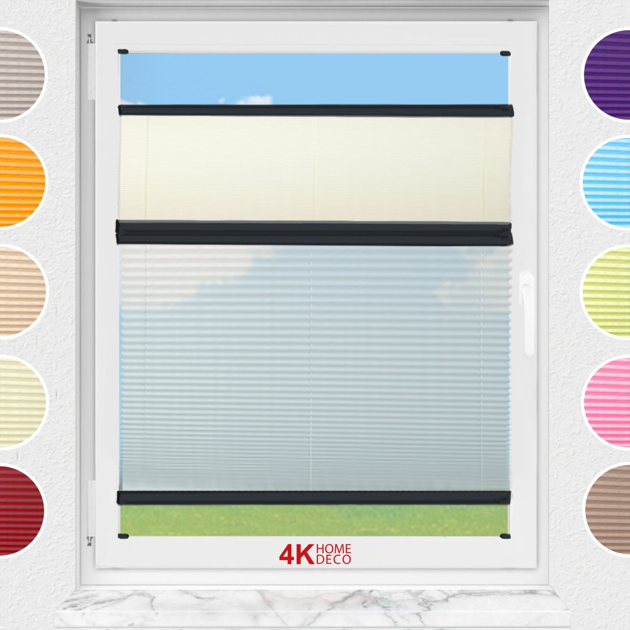 Gece Gündüz Vidalı Plise Perde (Desenli Kumaş) Lotus-Krem -502 - Antresit Gri