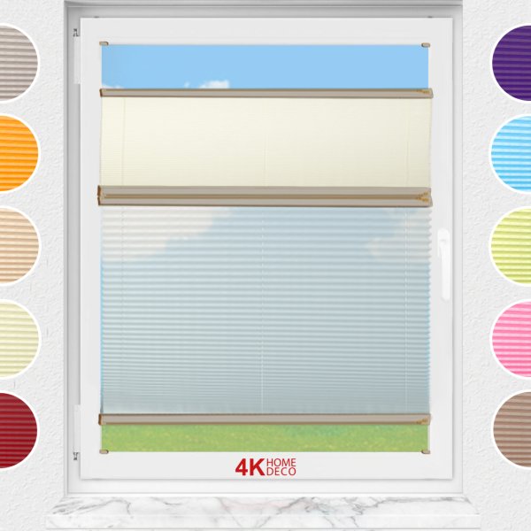 Gece Gündüz Vidalı Plise Perde (Desenli Kumaş) Lotus-Krem -502 - Bronz