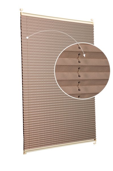 Vidalı Plise Perde (Düz Kumaş) Violet-Kahverengi-705 - Krem