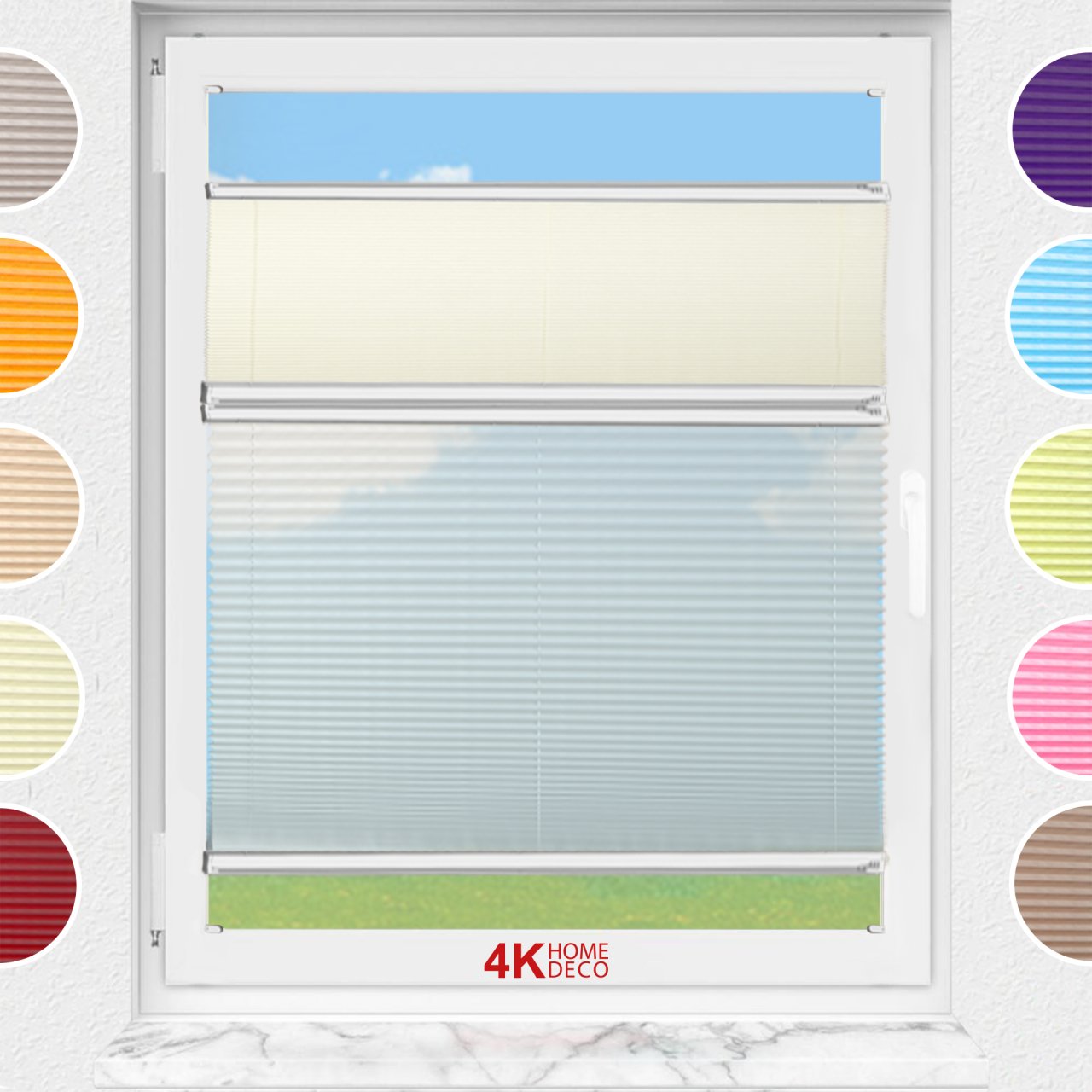 Gece Gündüz Vidalı Plise Perde (Desenli Kumaş) Lotus-Krem -502 - Gümüş Gri