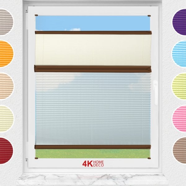 Gece Gündüz Vidalı Plise Perde (Desenli Kumaş) Lotus-Krem -502 - Kahverengi