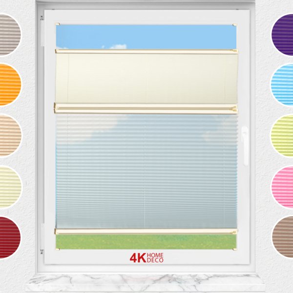 Gece Gündüz Vidalı Plise Perde (Desenli Kumaş) Lotus-Krem -502 - Krem