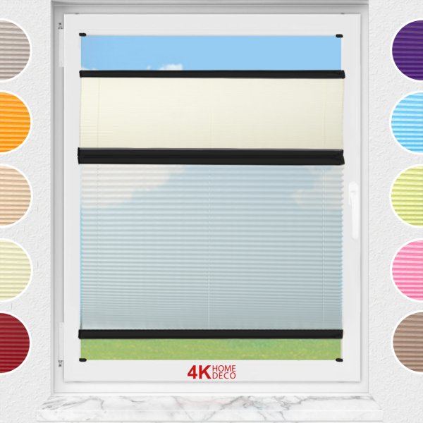 Gece Gündüz Vidalı Plise Perde (Desenli Kumaş) Lotus-Krem -502 - Siyah