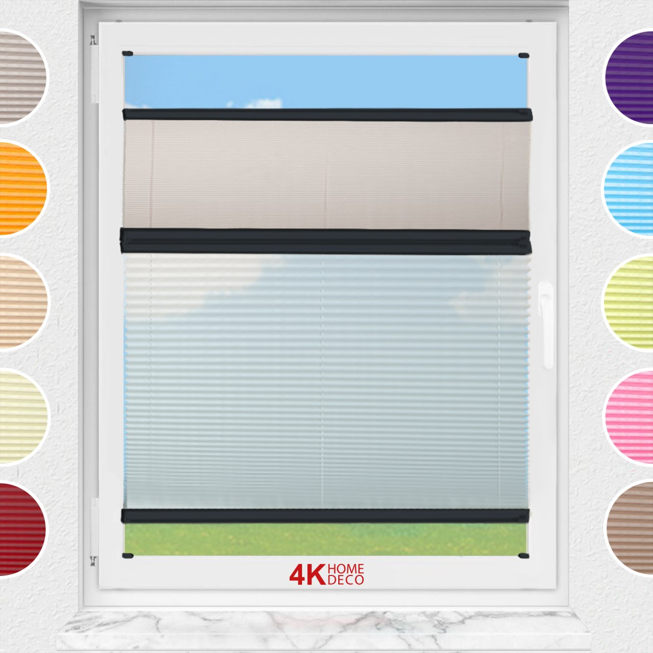 Gece Gündüz Vidalı Plise Perde (Desenli Kumaş) Lotus-Kül Gri -3078 - Antresit Gri