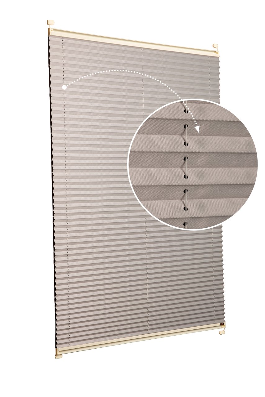 Vidalı Plise Perde (Düz Kumaş) Violet-Kül Gri-3078 - Krem