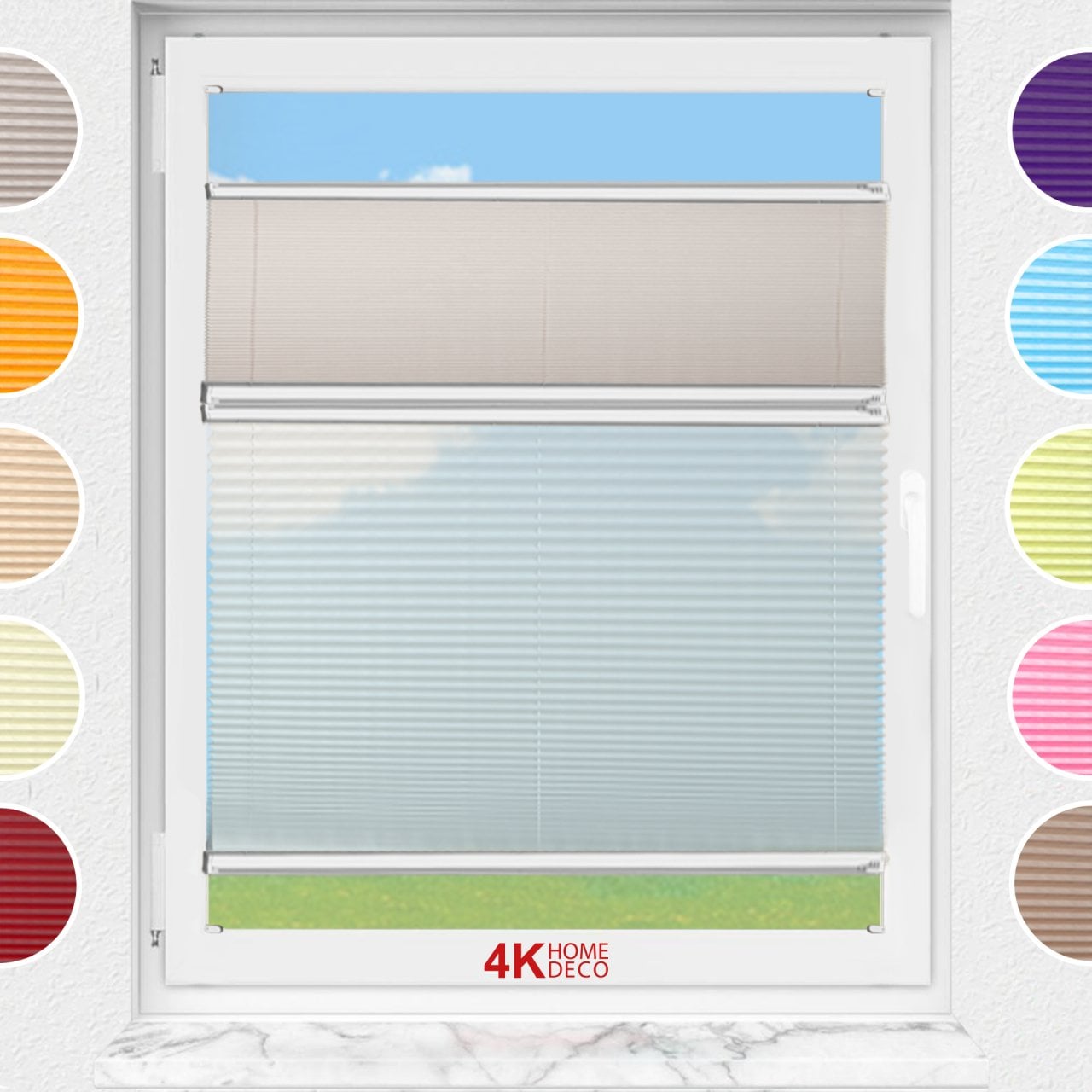 Gece Gündüz Vidalı Plise Perde (Desenli Kumaş) Lotus-Kül Gri -3078 - Gümüş Gri