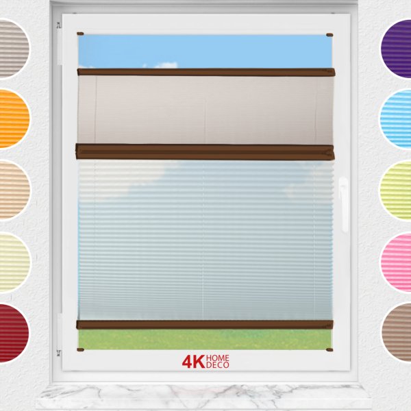 Gece Gündüz Vidalı Plise Perde (Desenli Kumaş) Lotus-Kül Gri -3078 - Kahverengi