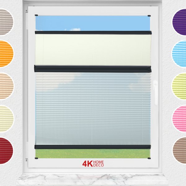 Gece Gündüz Vidalı Plise Perde (Desenli Kumaş) Lotus-Sarı -726 - Antresit Gri