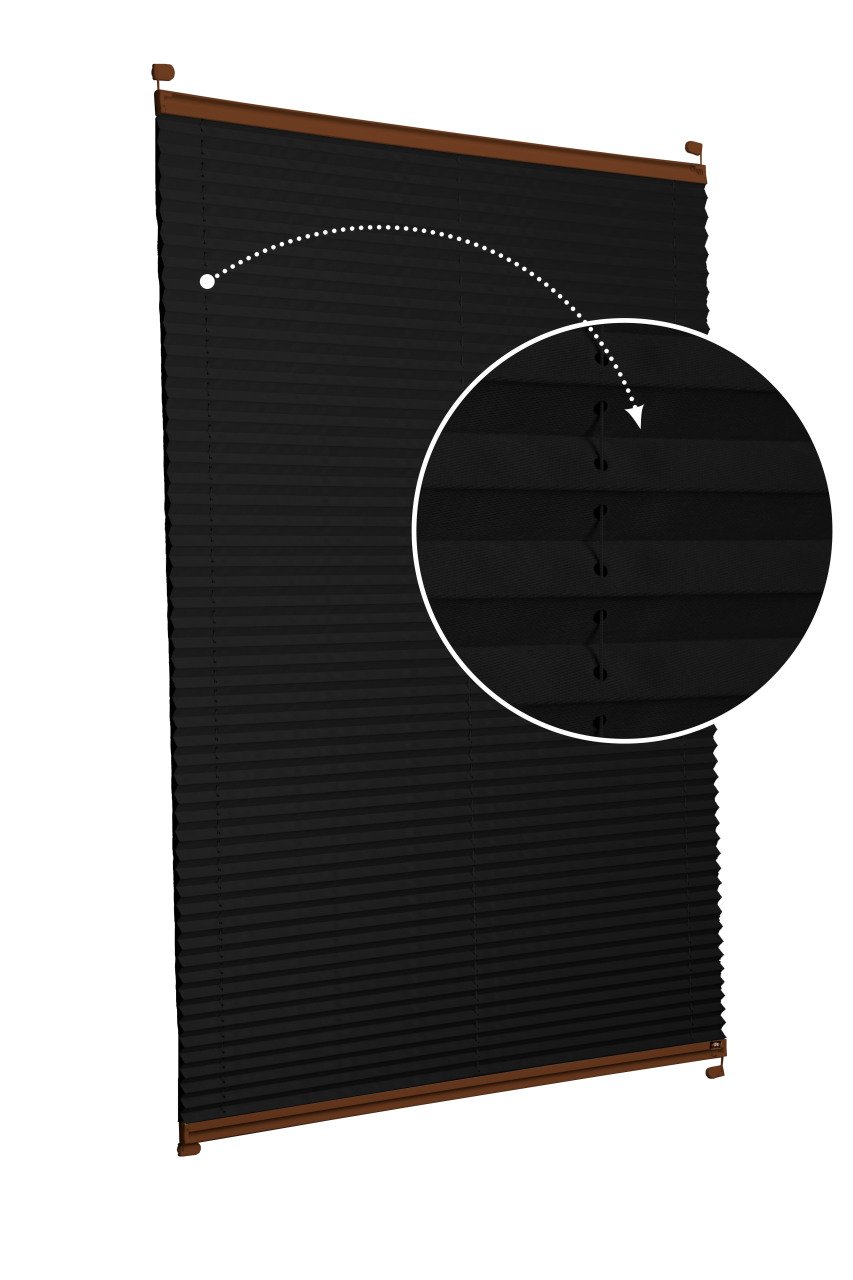 Vidalı Plise Perde (Düz Kumaş) Violet-Siyah-02 - Kahverengi