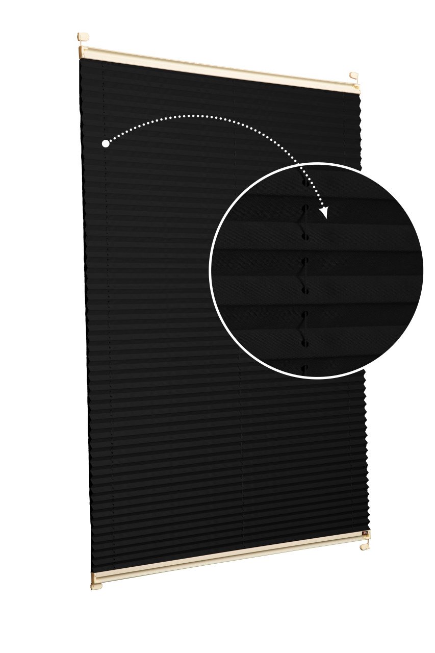 Vidalı Plise Perde (Düz Kumaş) Violet-Siyah-02 - Krem