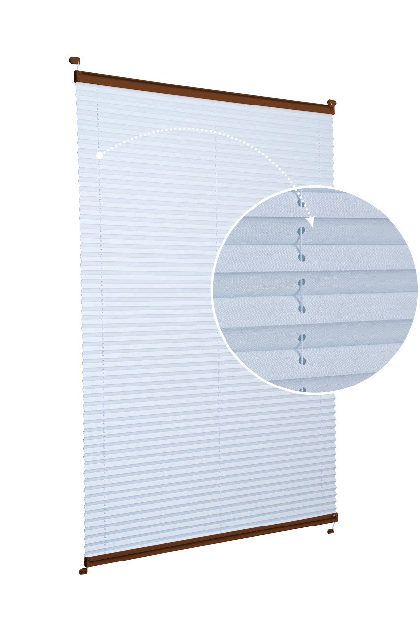 Vidalı Plise Perde (Desenli Kumaş) Abelia-Açık Gri -2255 - Kahverengi