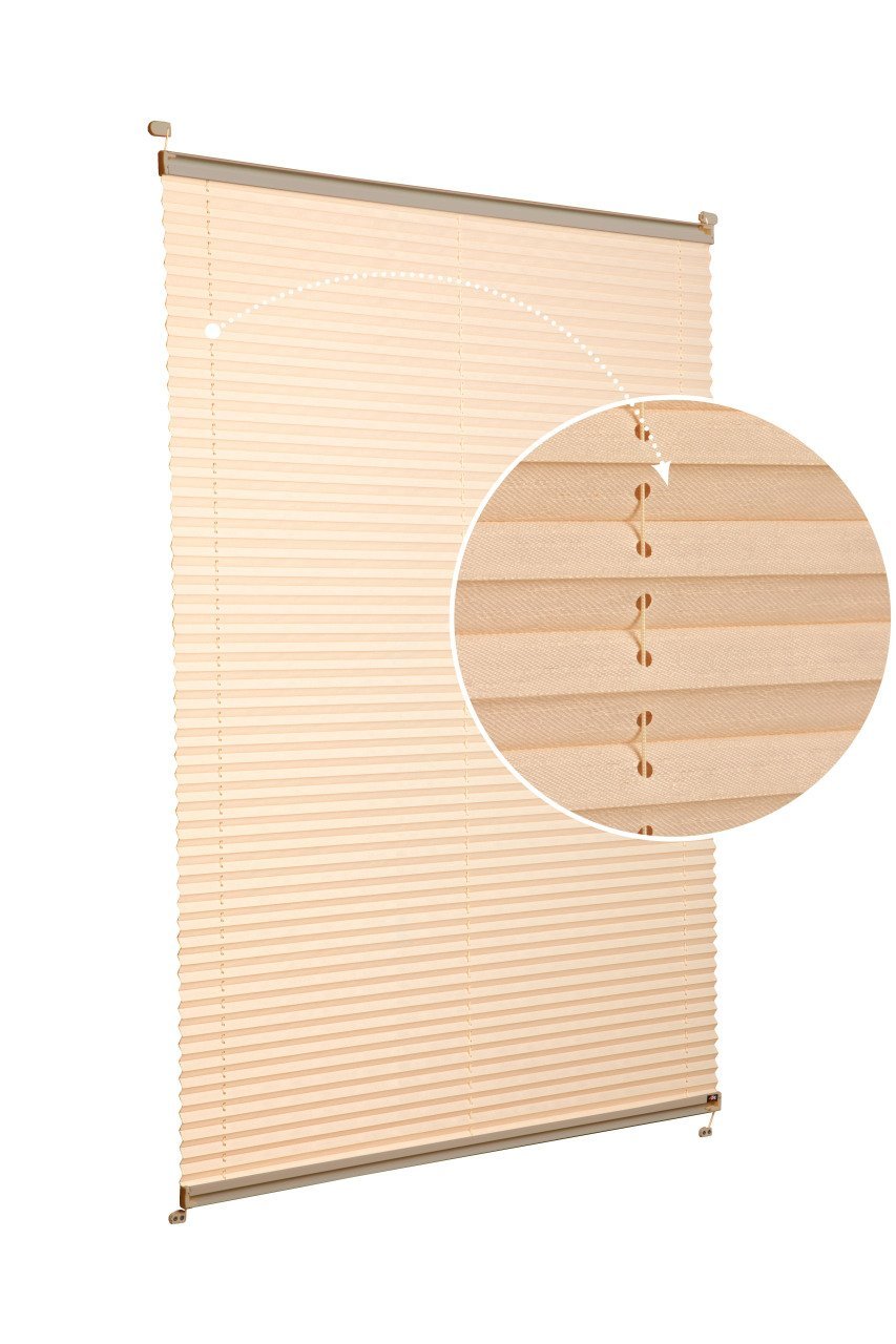 Vidalı Plise Perde (Desenli Kumaş) Abelia-Bej -69 - Bronz