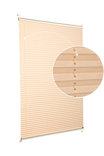 Vidalı Plise Perde (Desenli Kumaş) Abelia-Bej -69 - Krem