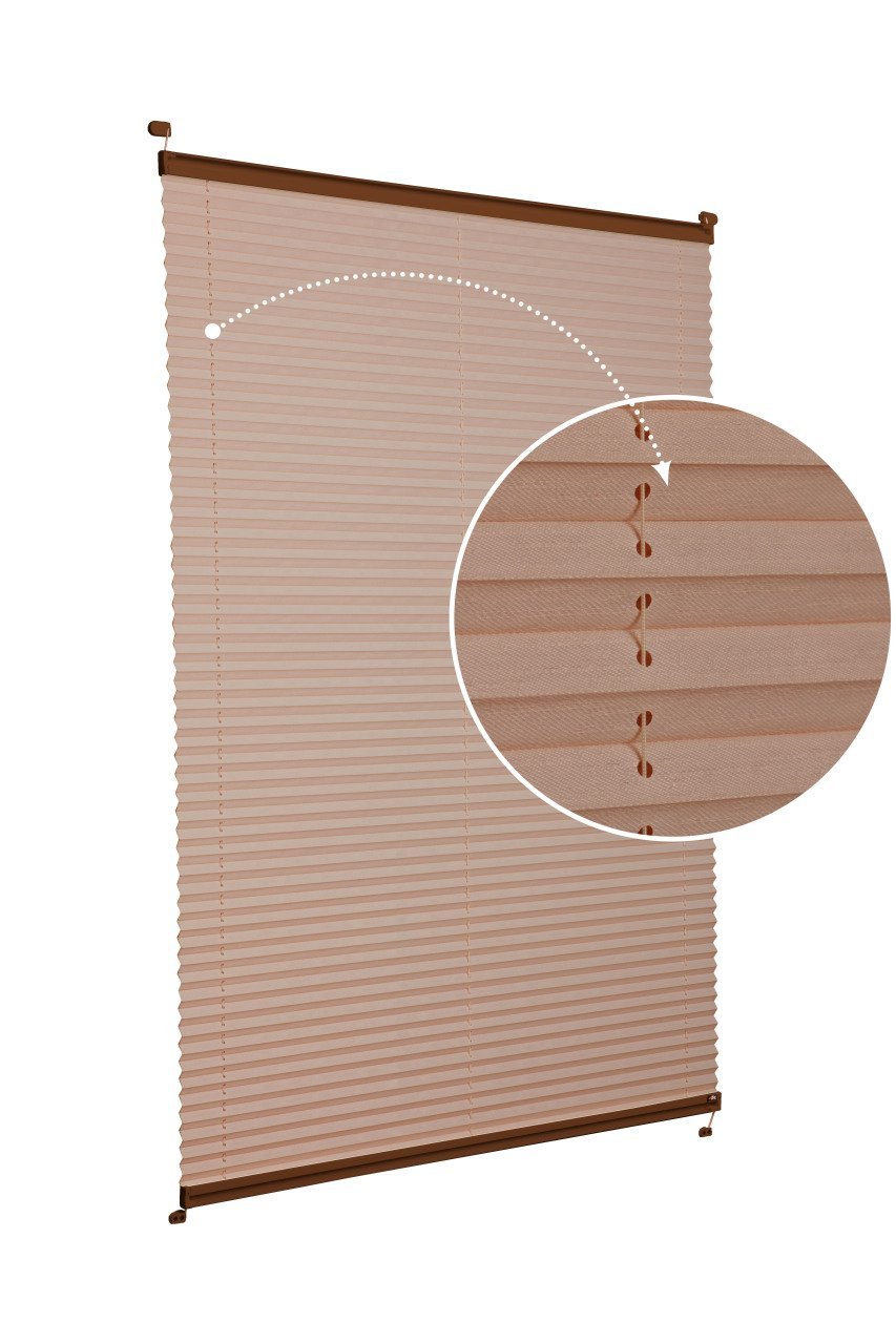 Vidalı Plise Perde (Desenli Kumaş) Abelia-Kahverengi -705 - Kahverengi