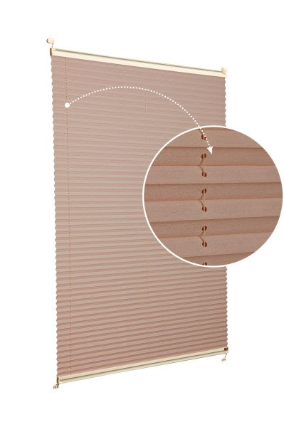 Vidalı Plise Perde (Desenli Kumaş) Abelia-Kahverengi -705 - Krem