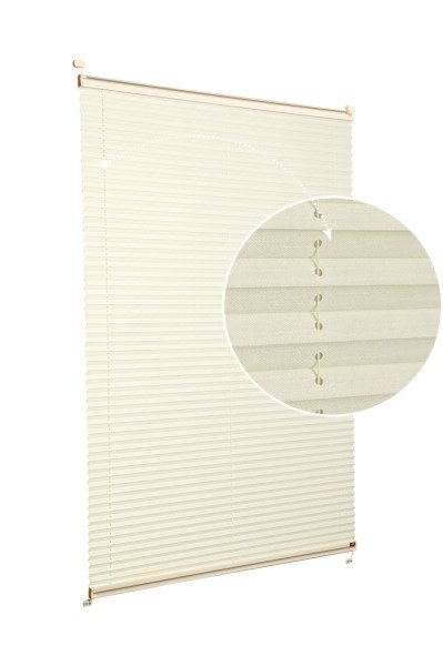 Vidalı Plise Perde (Desenli Kumaş) Abelia-Krem -502 - Krem