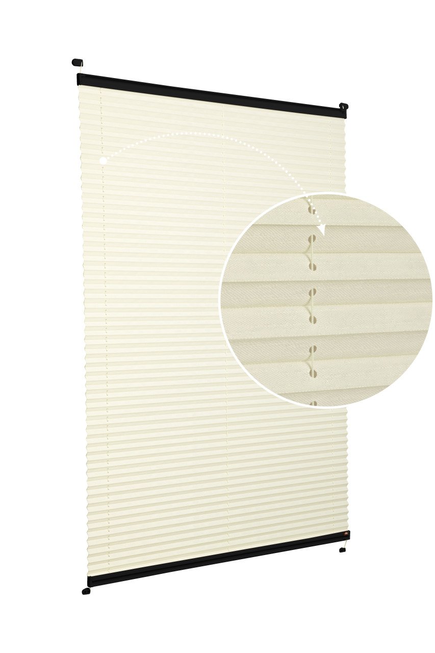 Vidalı Plise Perde (Desenli Kumaş) Abelia-Krem -502 - Siyah