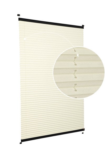 Vidalı Plise Perde (Desenli Kumaş) Abelia-Krem -502 - Siyah