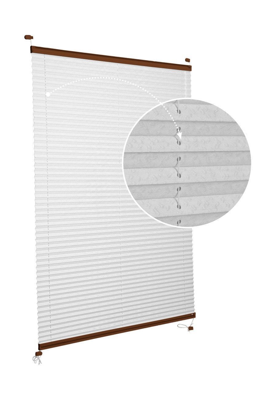 Vidalı Plise Perde (Desenli Kumaş) Lotus-A.Gri 3077 - Kahverengi