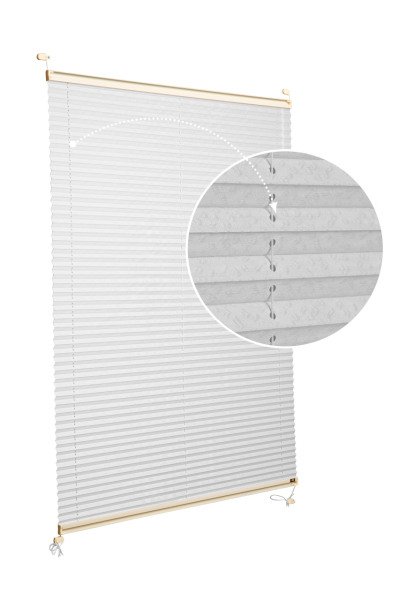 Vidalı Plise Perde (Desenli Kumaş) Lotus-A.Gri 3077 - Krem