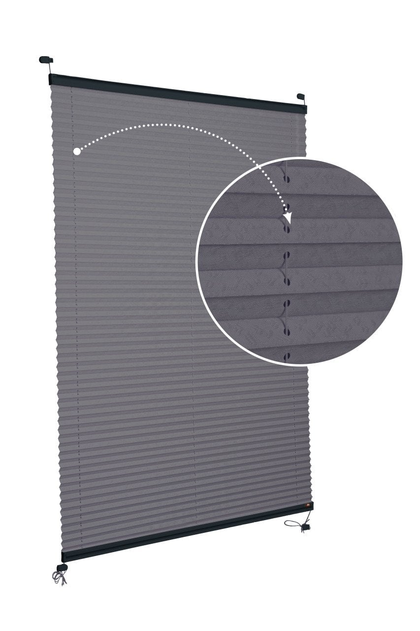 Vidalı Plise Perde (Desenli Kumaş) Lotus-Antresit Gri -2421 - Antresit Gri