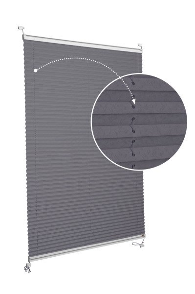 Vidalı Plise Perde (Desenli Kumaş) Lotus-Antresit Gri -2421 - Gümüş Gri