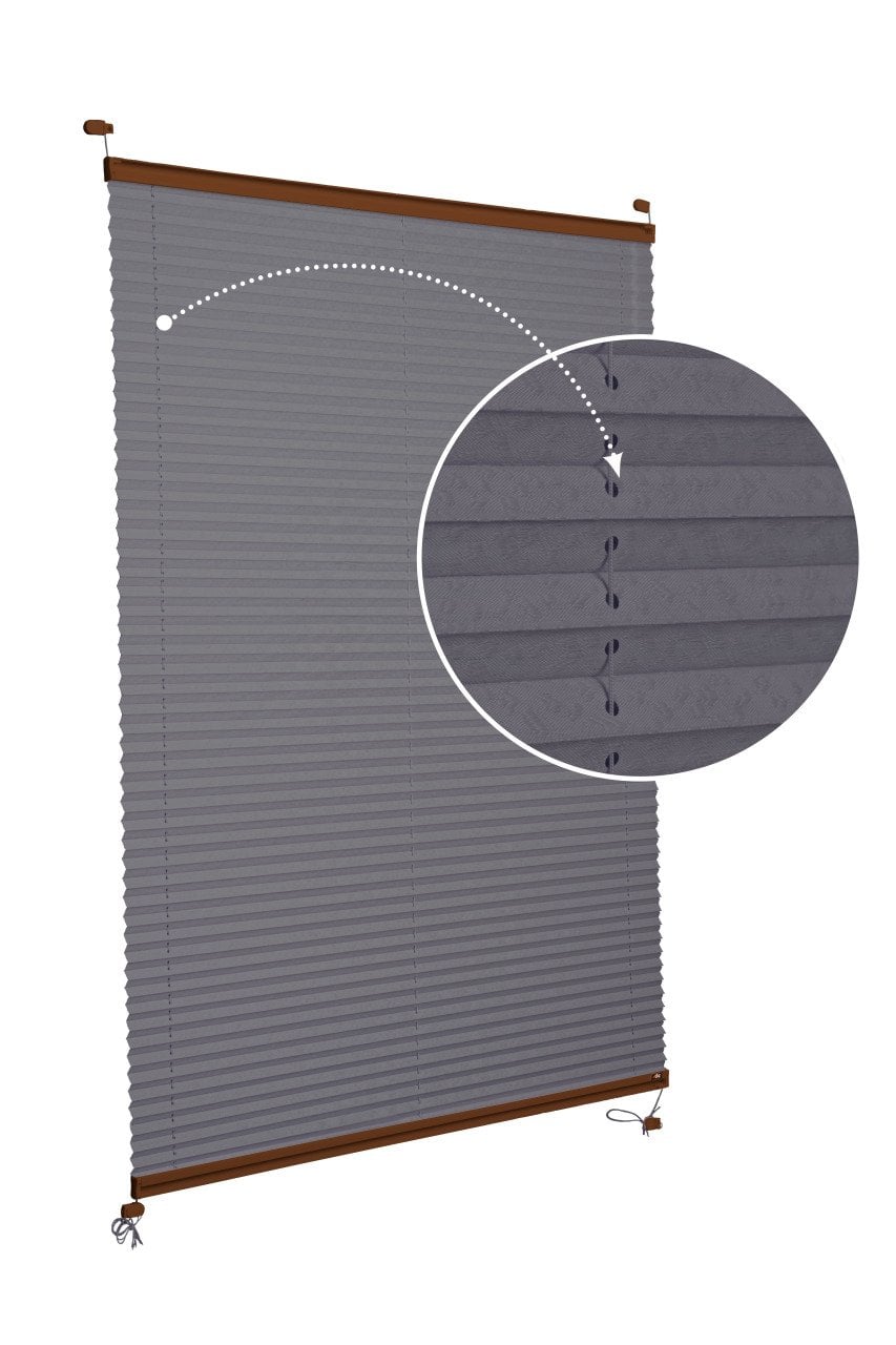 Vidalı Plise Perde (Desenli Kumaş) Lotus-Antresit Gri -2421 - Kahverengi