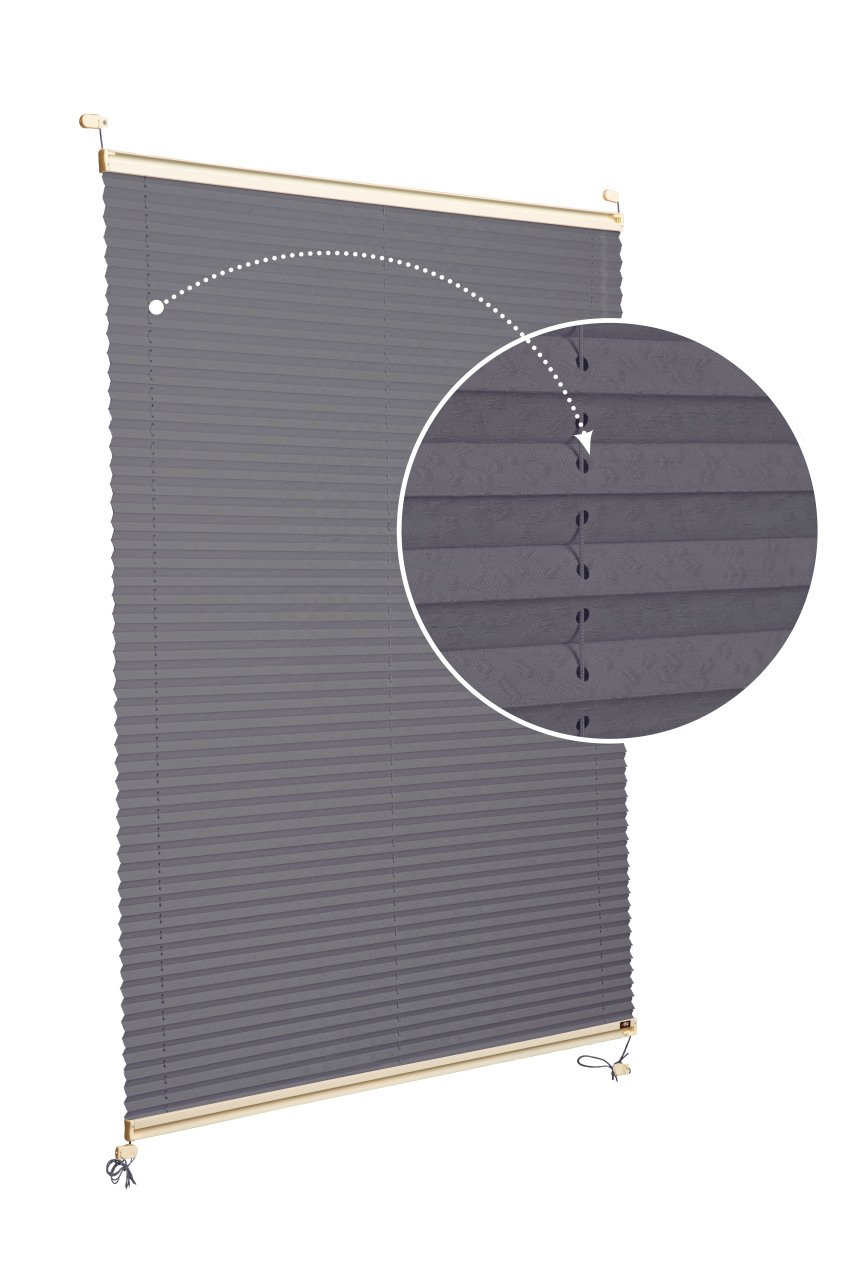 Vidalı Plise Perde (Desenli Kumaş) Lotus-Antresit Gri -2421 - Krem