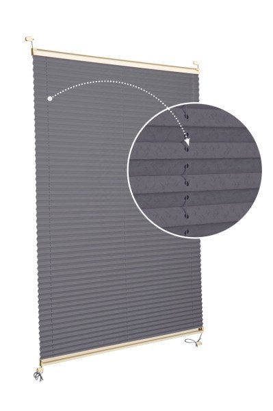 Vidalı Plise Perde (Desenli Kumaş) Lotus-Antresit Gri -2421 - Krem