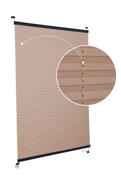 Vidalı Plise Perde (Desenli Kumaş) Lotus-Kahverengi -705 - Antresit Gri