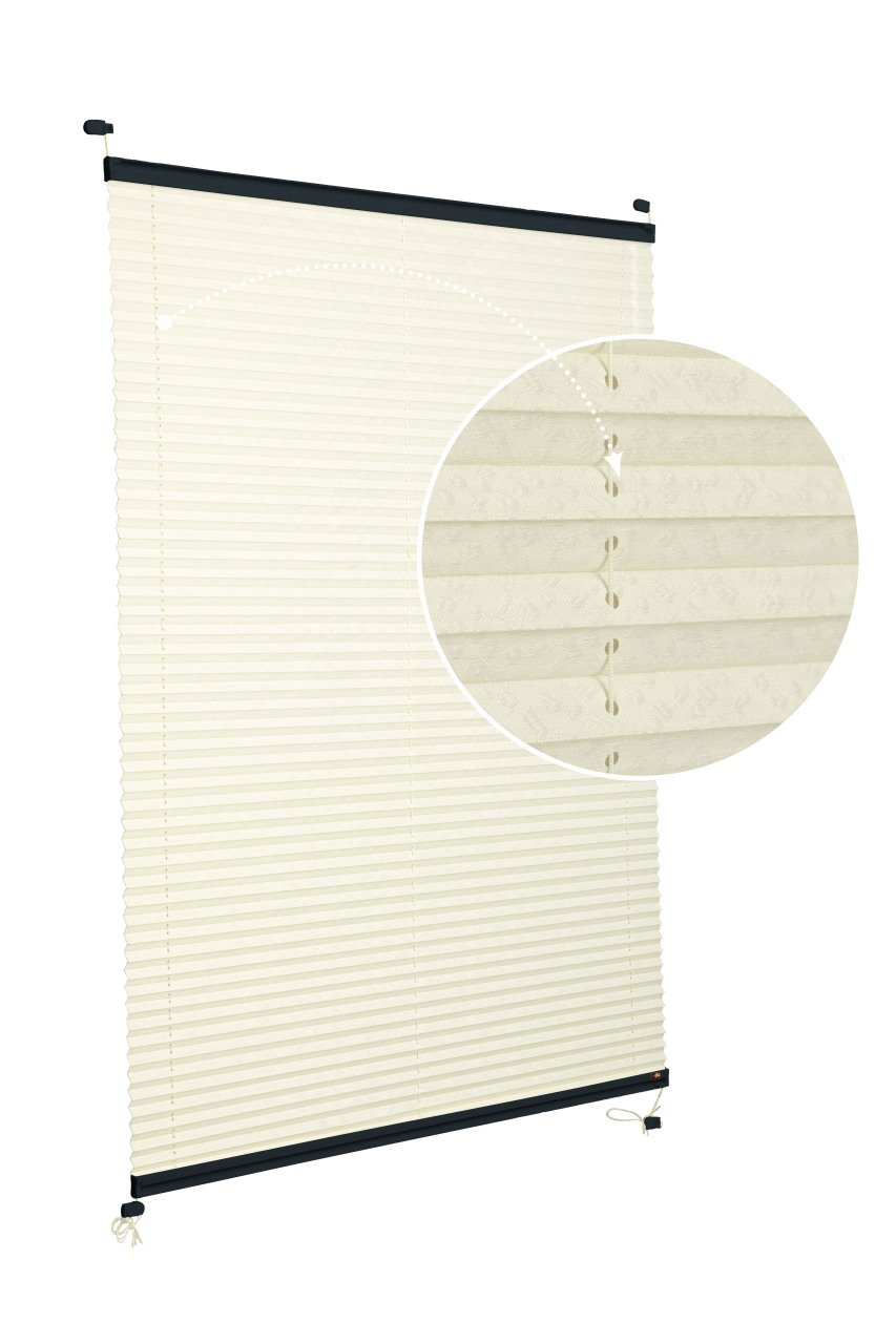 Vidalı Plise Perde (Desenli Kumaş) Lotus-Krem -502 - Antresit Gri