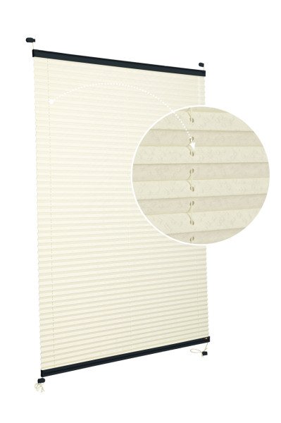 Vidalı Plise Perde (Desenli Kumaş) Lotus-Krem -502 - Antresit Gri