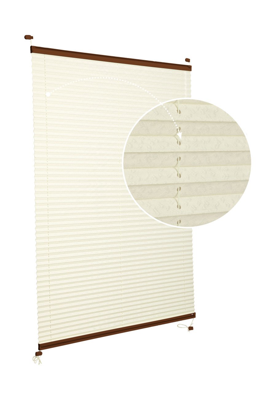 Vidalı Plise Perde (Desenli Kumaş) Lotus-Krem -502 - Kahverengi