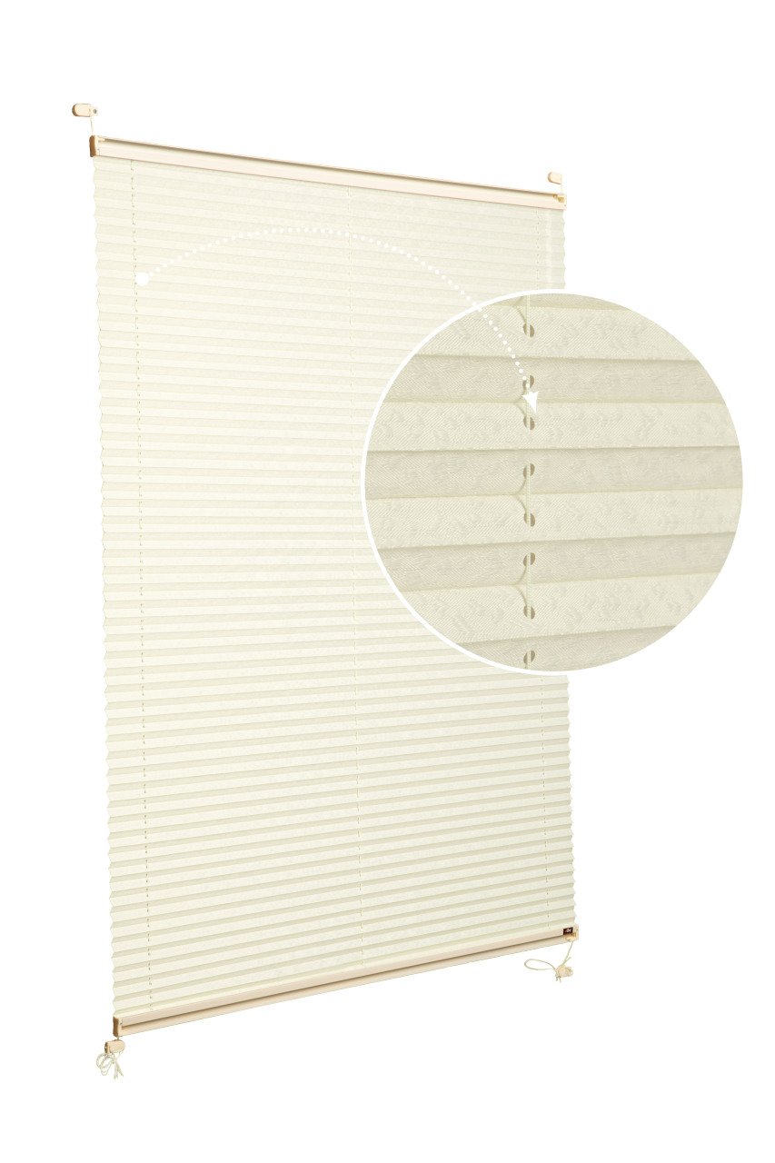 Vidalı Plise Perde (Desenli Kumaş) Lotus-Krem -502 - Krem