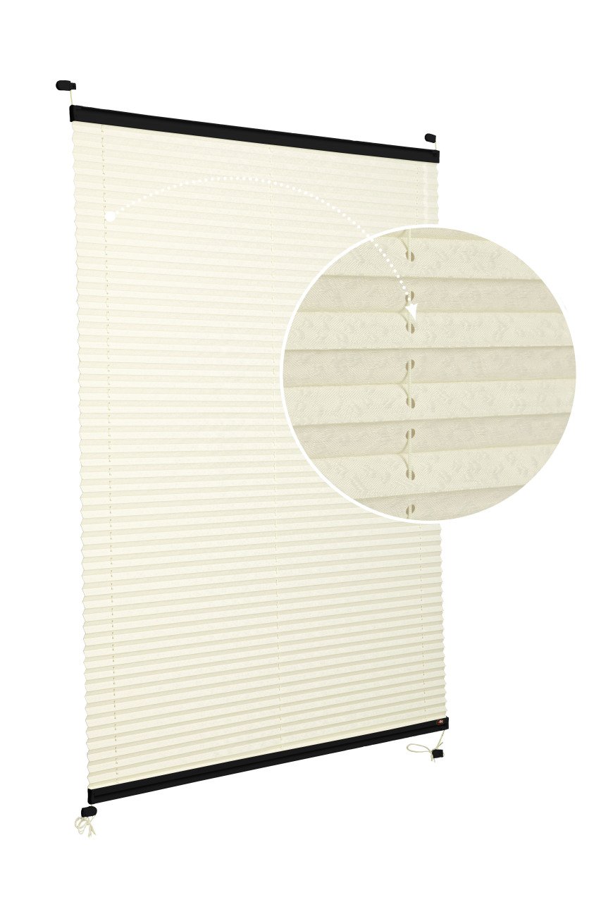 Vidalı Plise Perde (Desenli Kumaş) Lotus-Krem -502 - Siyah