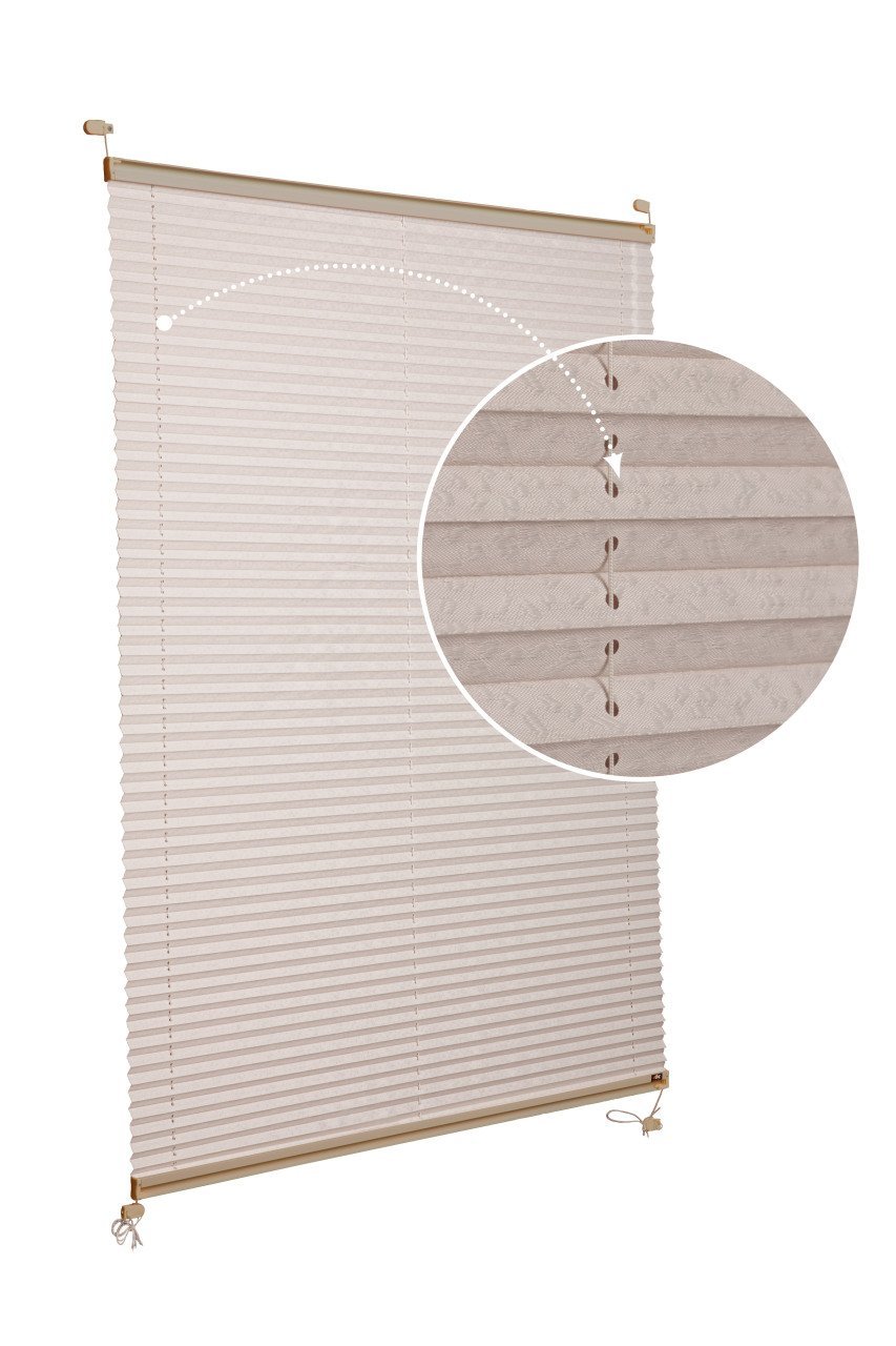 Vidalı Plise Perde (Desenli Kumaş) Lotus-Kül Gri -3078 - Bronz